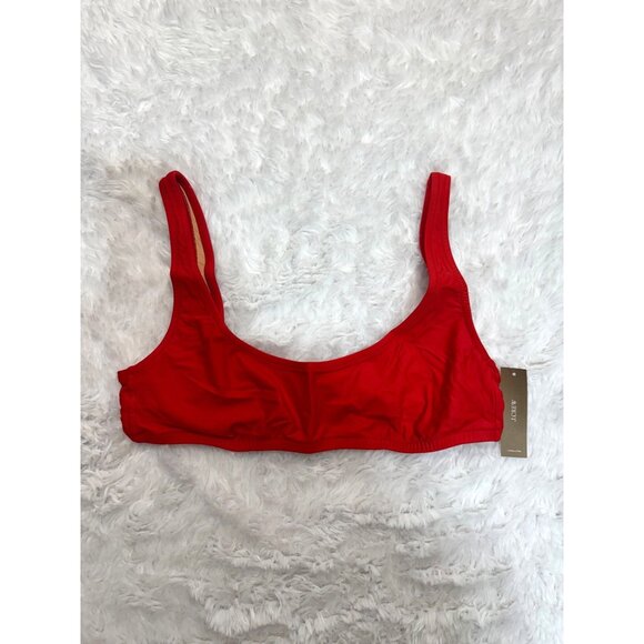 J.Crew Red Bikini Top Adjustable Back Lined Heritage Scoop Neck Bikini Top Large - Picture 2 of 10